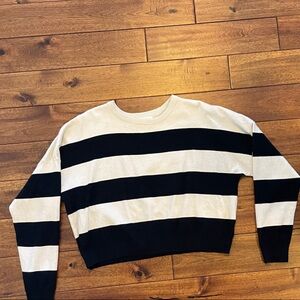 No Boundaries Black and Cream Striped Sweater